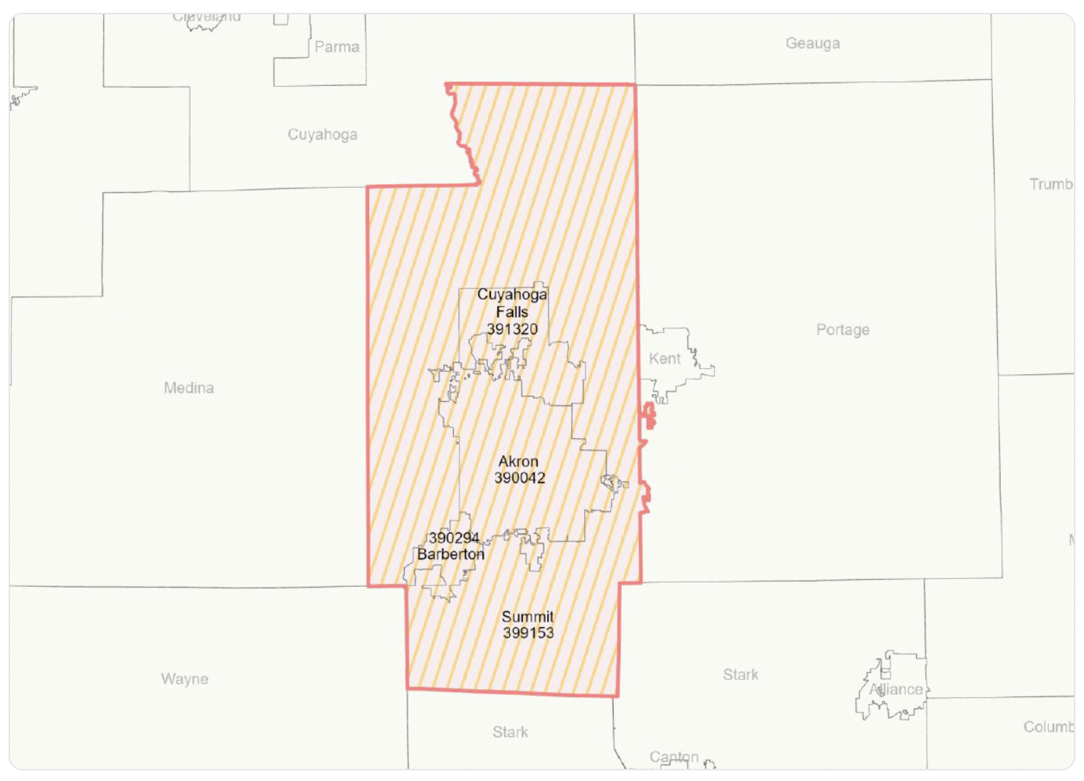 Map of Akron